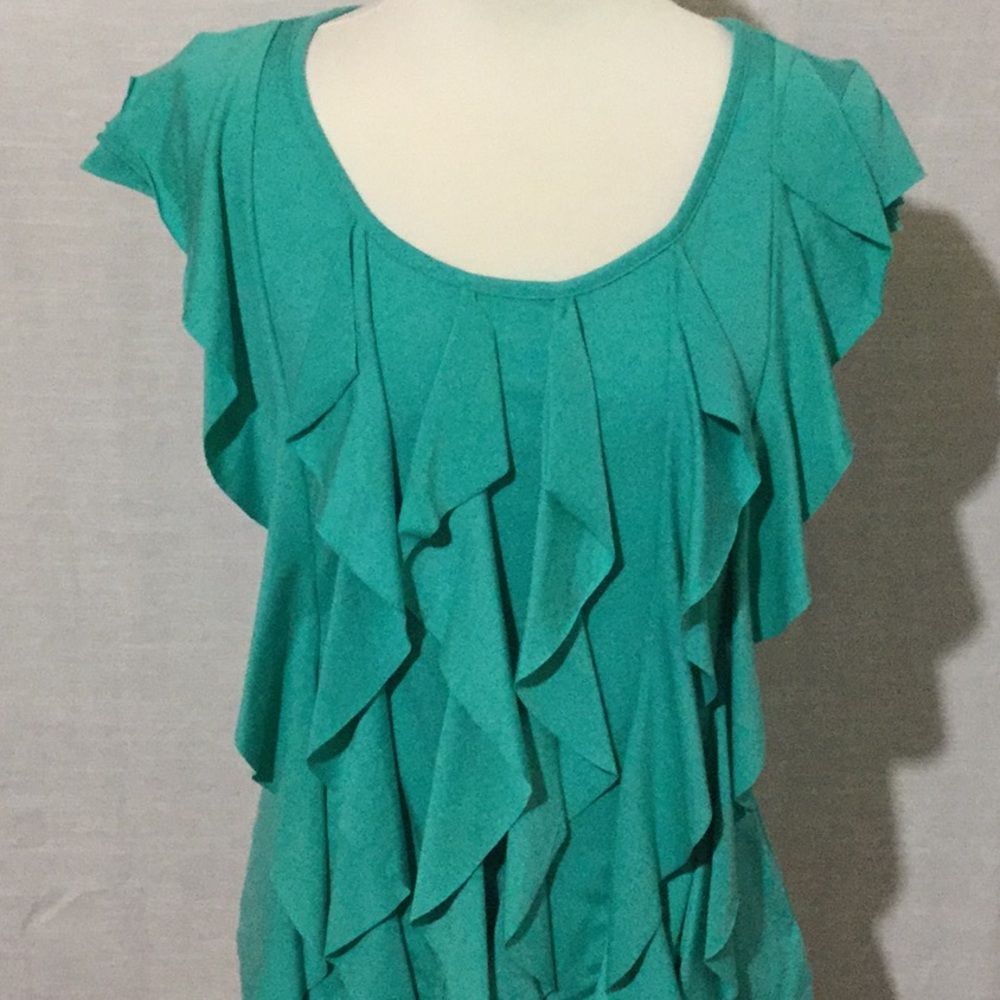 Cocomo Teal Ruffle Short-Sleeve Scoop Neck Top